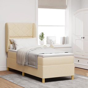 Cama Box Spring com Colchão Creme 80x200 cm em Tecido