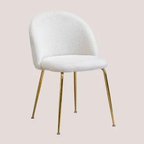 Cadeira de Jantar em Chenille Kana Design Branco & Dourado - Sklum