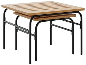 Mesas de centro de encastrar p/ jardim 2 pcs aço preto/castanho