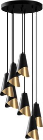 Candeeiro Chandelier Pacman – Preto e Dourado – 48 x 48 cm