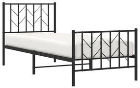 Estrutura de cama com cabeceira e pés 80x200 cm metal preto