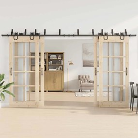 Kit de ferragens para porta deslizante 400 cm aço preto