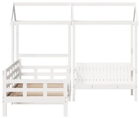 Conj. sofá-cama e banco c/ telhado 90x200cm pinho maciço branco