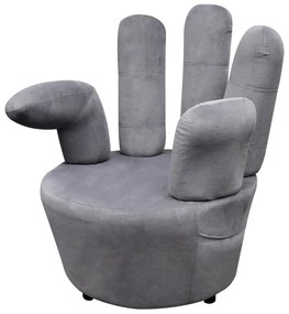 vidaXL Cadeira em forma de mão veludo cinzento