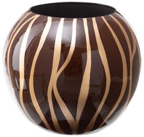 Vaso 27 X 27 X 23 cm Zebra Cerâmica Dourado Castanho