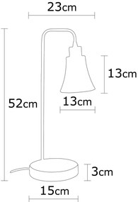 Candeeiro de Mesa Foca – Dourado – Diâmetro: 15 cm, Altura: 52 cm