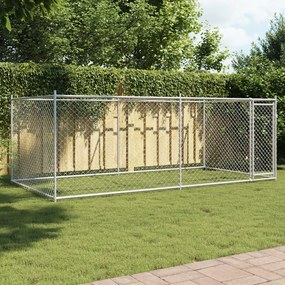 Jaula para cão com porta 4x2x1,5 m aço galvanizado cinzento