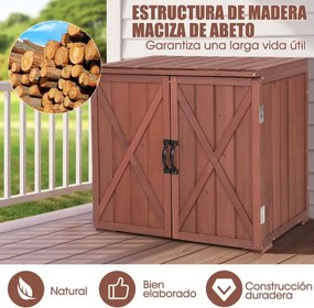 Armário de armazenamento em madeira de abeto para jardim  77x56x72 cm com portas duplas Castanho