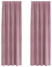 Cortinas Blackout vidaXL com fita superior 2 pcs Veludo Rosa Escuro
