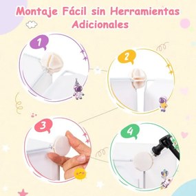 Guarda roupa infantil portátil 71 x 35,5 x 142 cm com 8 cubos com 2 secções para pendurar roupa 71 x 35,5 x 142 cm Branco