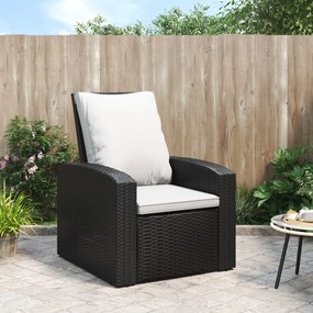 vidaXL Cadeira de jardim reclinável com almofadões vime PE preto