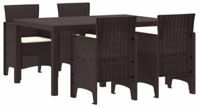 vidaXL Conjunto de Jantar para Jardim 5 pcs Castanho Rattan Polt