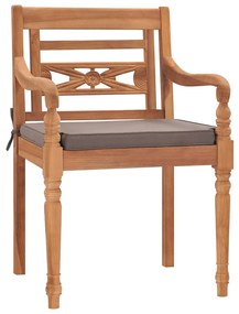 3pcs conj.jantar p/jardim c/almofadões cinza-escuro teca maciça