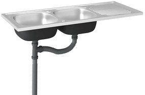 Lava-louça cozinha + cuba dupla aço inox prateado