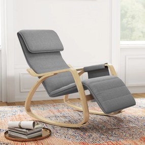 Poltrona relaxante com balanço, poltrona de amamentação com apoio para os pés ajustável, bolso lateral e apoio para a cabeça, cinzenta