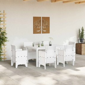 Mesa de Jardim Branca 150x100x73 cm em Rattan Sintético