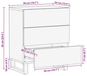 Mesa de cabeceira 50x34x62 cm madeira mangueira maciça castanho