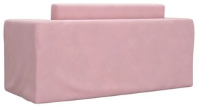 Sofá-cama infantil de 2 lugares pelúcia macia rosa