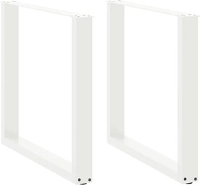 vidaXL Pés de mesa de jantar em forma de U, 2 peças, branco, 90x (72-73) cm, aço