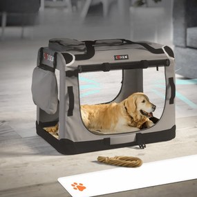 Transportadora dobrável para cães XL 82x58x58cm Cinza