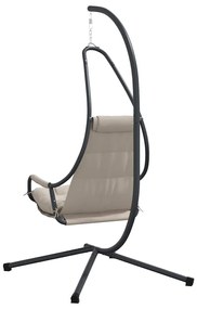 Cadeira Suspensa com Suporte e Almofada Taupe de Aço