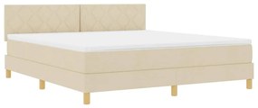 Cama Box Spring com Colchão Creme 180x200 cm Tecido