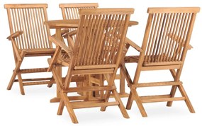 vidaXL 5 pcs conjunto jantar dobrável p/ exterior madeira teca maciça