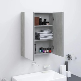 vidaXL Armário espelhado p/ casa de banho 60x15x75cm MDF cinza cimento