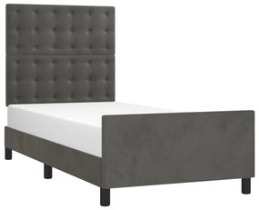 Estrutura de cama sem colchão 100x200 cm veludo cinzento-escuro