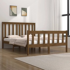 Estrutura cama dupla 4FT6 135x190cm pinho maciço castanho-mel