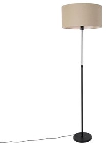 Candeeiro de pé preto ajustável com abajur castanho claro 50 cm - Parte Design