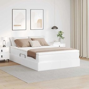 vidaXL Cama com arrumação e colchão com colchão Branco 140 x 190 cm