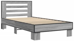 Estrutura cama 100x200 cm derivados madeira/metal cinza sonoma