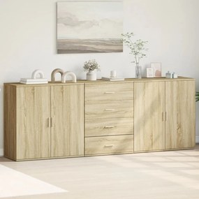 vidaXL Aparadores 3 pcs derivados de madeira cor carvalho sonoma