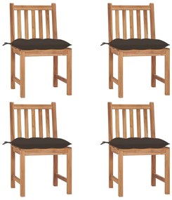 vidaXL Cadeiras de jardim c/ almofadões 4 pcs madeira de teca maciça