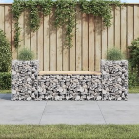 vidaXL Banco de jardim c/ design gabião 183x41x60,5 cm pinho maciço