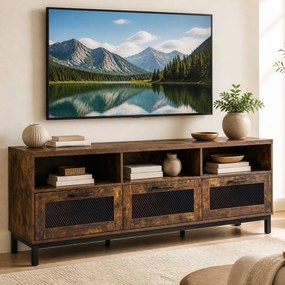 Móvel de TV com Três Gavetas, 160 x 40 x 60 cm, Para Televisores até 75 Polegadas, Castanho