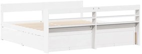 Cama sem colchão 200x200 cm madeira de pinho maciça branco