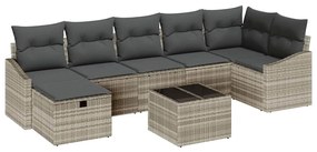 Conjunto de Sofá de Jardim de 8 Peças com Almofadas Cinza Claro Polira