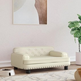 vidaXL Cama para cães 70x45x30 cm couro artificial cor creme