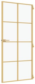 Porta interior 93x201,5 cm vidro temperado e alumínio dourado