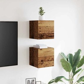 Móvel de TV de parede 2 pcs 30,5x30x30 cm madeira velha