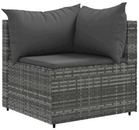 5 pcs conjunto lounge de jardim c/ almofadões vime PE cinzento