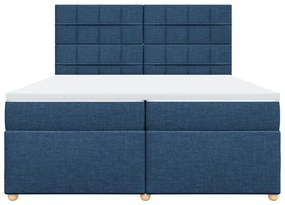 Cama com molas/colchão 200x200 cm tecido azul