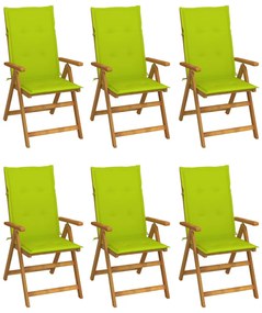 Cadeiras de jardim dobráveis c/ almofadões 6 pcs acácia maciça