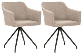 vidaXL Cadeiras de jantar giratórias 2 pcs tecido cinzento-acastanhado