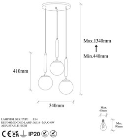 Chandelier King – Preto e Branco – 34 x 34 x 134 cm