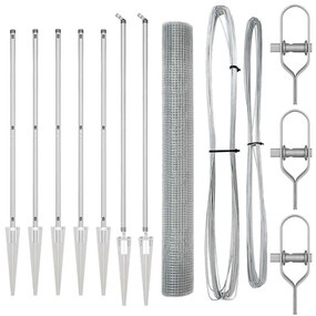 Cerca de Fio Soldado com 7 Postes de Espeto 1,2x10 m Aço Galvanizado