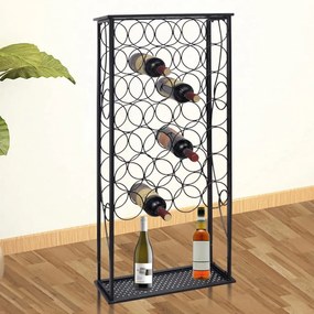 240942 vidaXL Garrafeira de metal, suporte para 28 garrafas de vinho