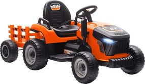 AIYAPLAY Trator elétrico infantil com reboque removível, carro elétrico infantil, telecomando 2,4G, 139x58x55cm, laranja | Aosom Portugal